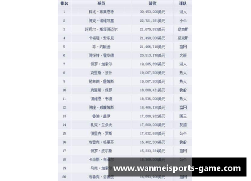 NBA球员排名及其背后的统计和趋势